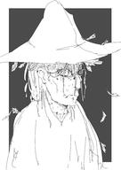 artist:johndoe black_background character:mavika feather female front_view frown hat human looking_at_viewer monochrome simple_background solo spoiler:book12 spoiler:volume6 upper_body witch witch_hat // 1364x1929 // 345KB // rating:Safe